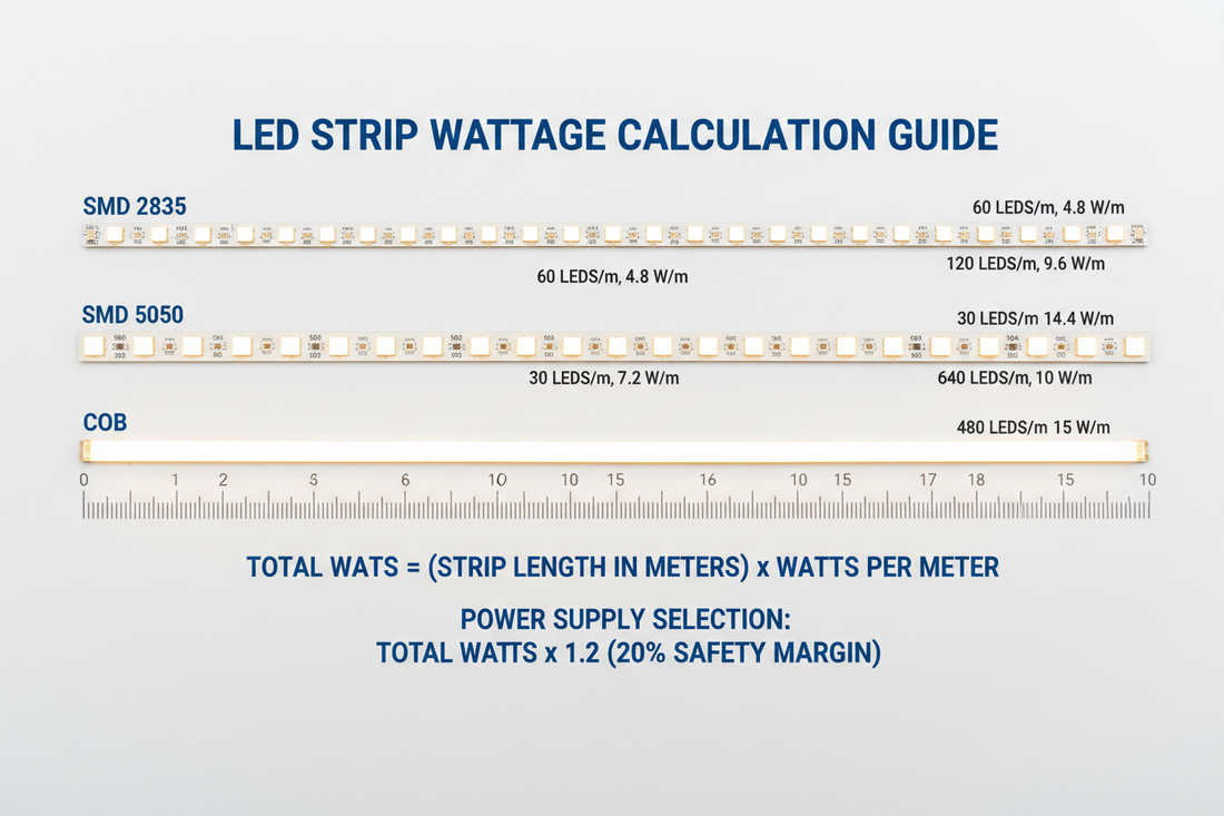 1m, 5m, 10m Şerit LED Kaç Watt Yakar? Tam Hesaplama Tablosu (2026)