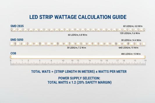 1m, 5m, 10m Şerit LED Kaç Watt Yakar? Tam Hesaplama Tablosu (2026)