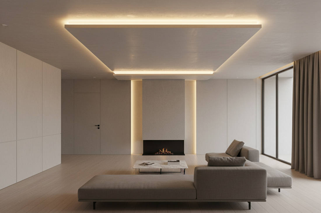 Gizli LED aydınlatma — tavan kornış ve yatak başlığı arkası LED şerit