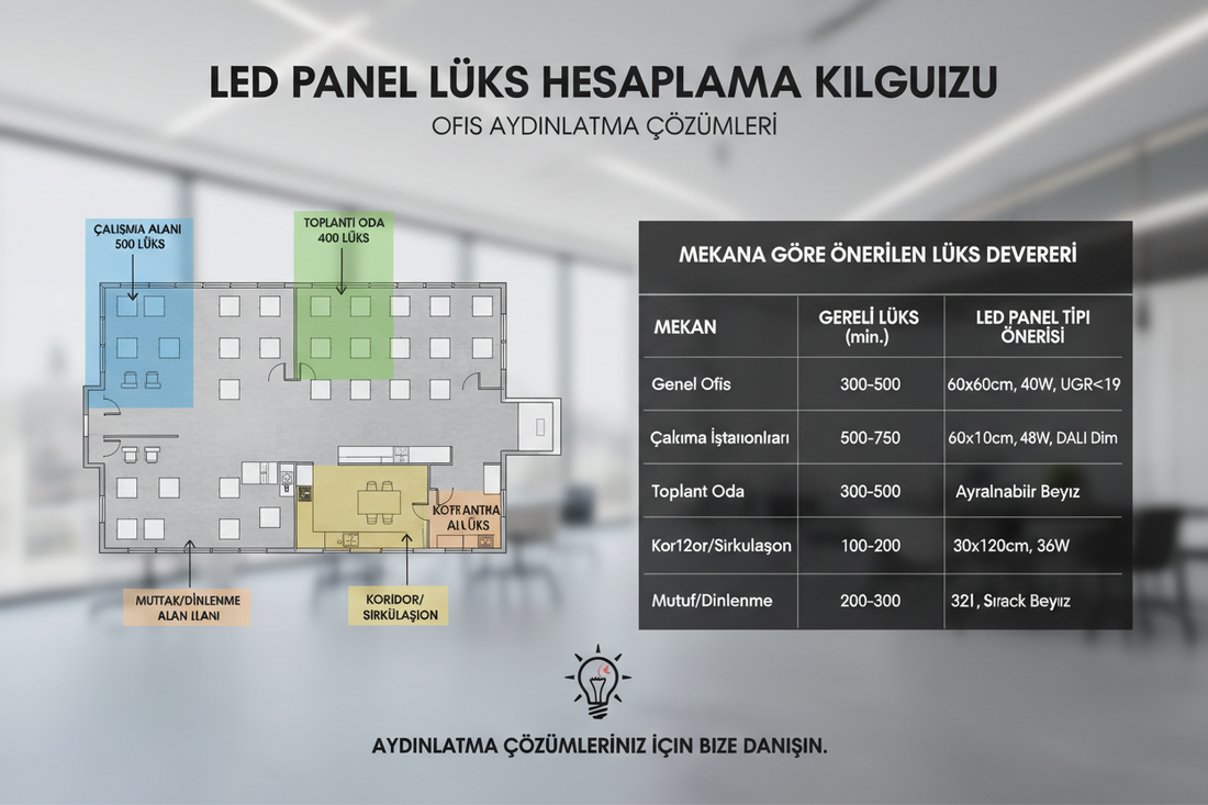 LED Panel Lux Hesabı Nasıl Yapılır? 2026 Rehberi (Güncel)