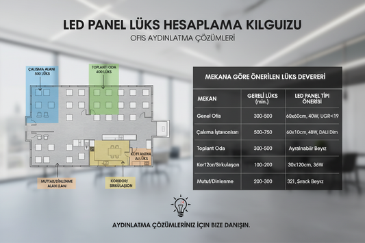 LED Panel Lux Hesabı Nasıl Yapılır? 2026 Rehberi (Güncel)