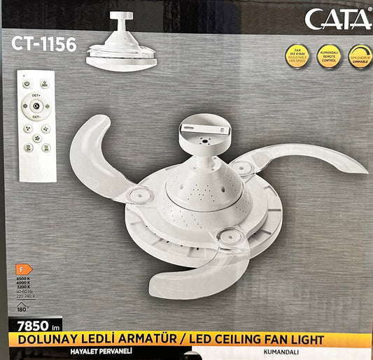 Fanlı Tavan Lambası LED Kumandalı Dimmerli – Sessiz Motor Avize