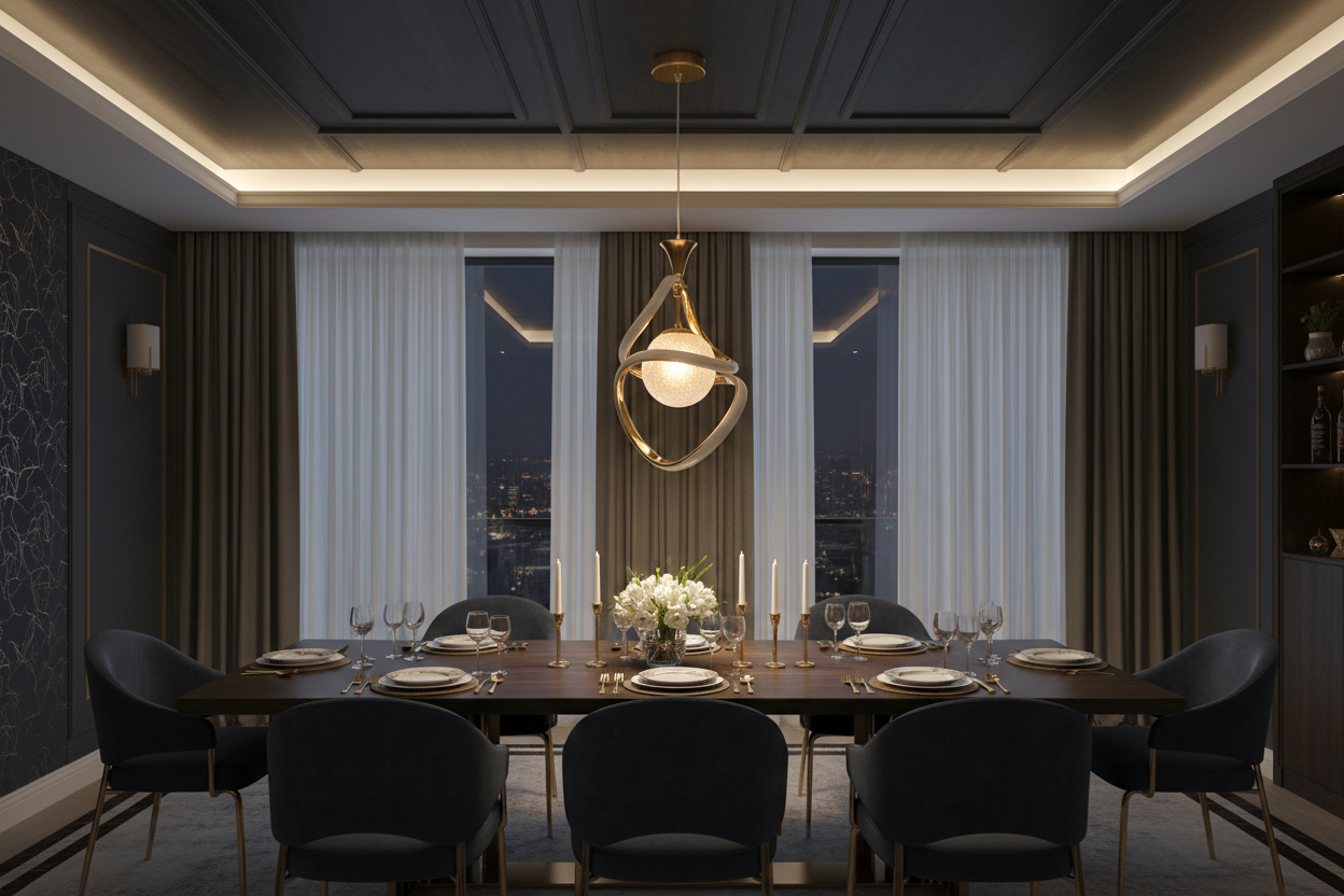 Gold avize yemek odası