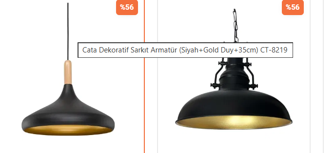 Black and gold industrial-style interior pendant light by Enerji Aydınlatma, 35cm decorative hanging lamp.