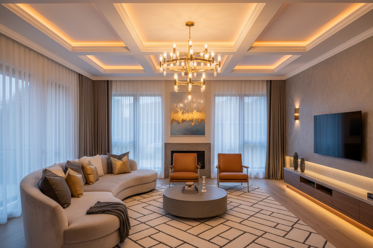 Çıta LED'li modern salon